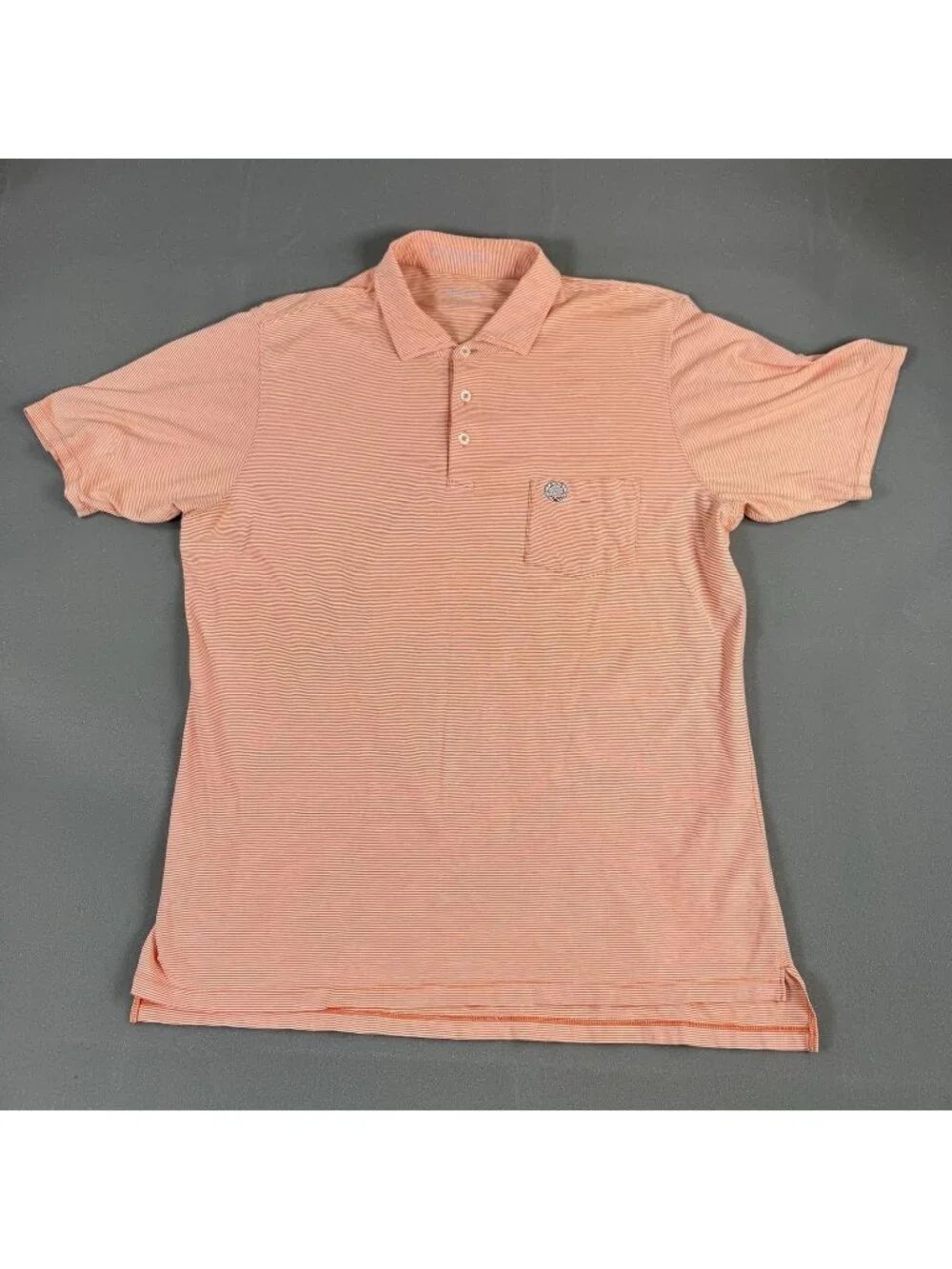 B Draddy Polo Shirt Mens Size M Orange Striped Golf Pima Cotton Stretch